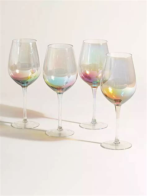 Rainbow Wine Glasses Set Of Four Oliver Bonas Colored Wine Glasses