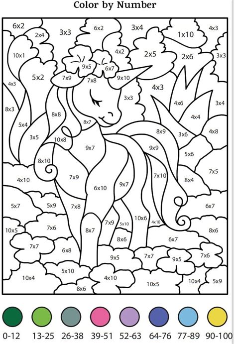 unicorn color  number coloring pages  printable coloring pages