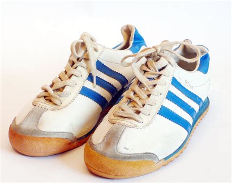 rare adidas rom vintage trainers  athletic shoe white blue etsy