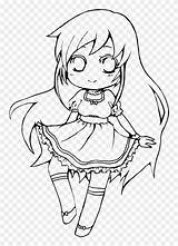Anime Girl Lineart Line Coloring Chibi Long Haired Vocaloid Transparent sketch template