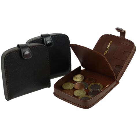 mens leather coin tray change wallet purse square large ebay