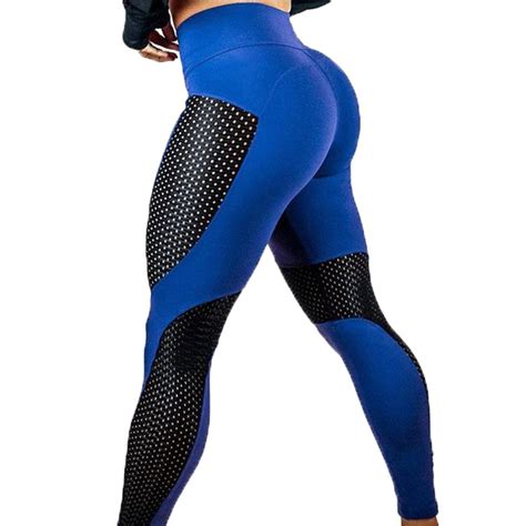 Women High Waist Sexy Push Up Workout Yoga Pants Mesh Patchwork