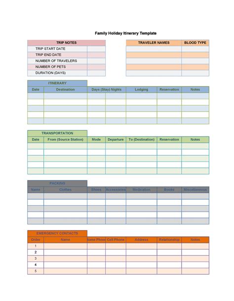 itinerary templates travel vacation trip flight