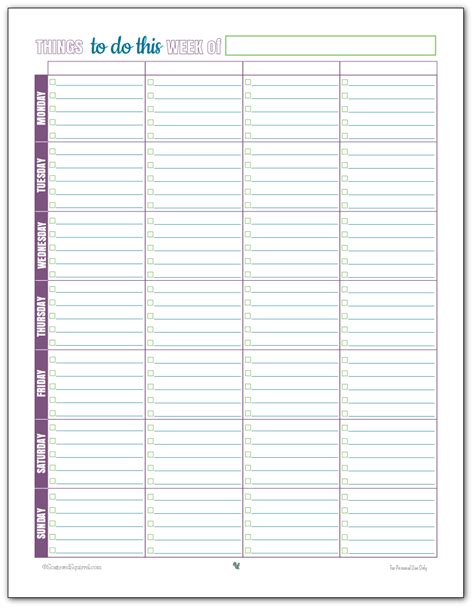 weekly   list weekly planner printable   lists printable