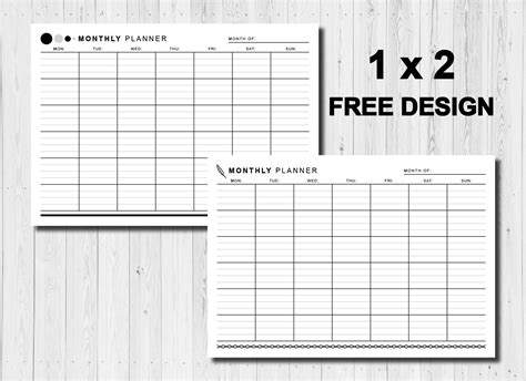 printable planner blank monthly planner monthly template etsy