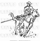 Cowboy Coloring Lasso Retro Roping Clip Royalty Vector Clipart Horse Andy Nortnik Roper Using Catch Pages Cow Riding Right Color sketch template