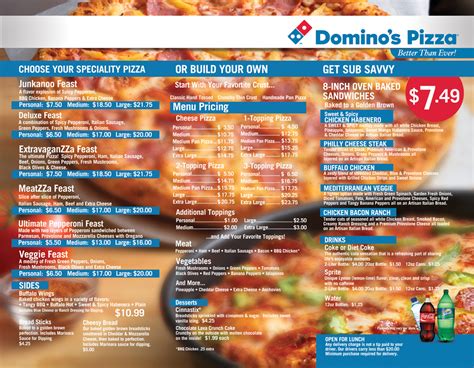 dominos pizza menu details
