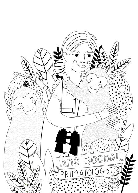 jane goodall coloring page gif