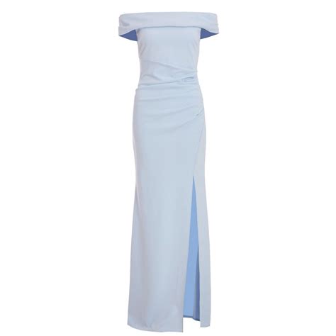 quiz light blue bardot split maxi dress debenhams light blue prom dress blue satin dress