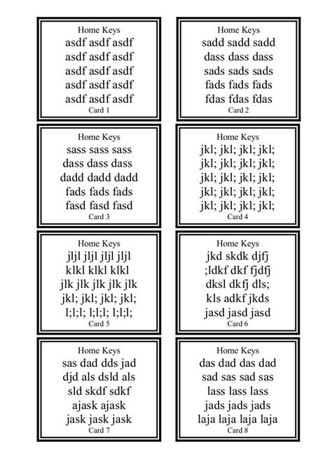 typing practice cards