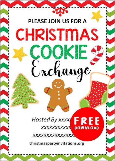 printable christmas cookie exchange invitations templates