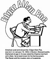 Allan Poe Edgar American Crayola Orn Poet Coloring sketch template