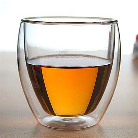 Rschef Double Layer Coffee Cup Hand Blown Egg Shaped Glass Cup 250 Ml