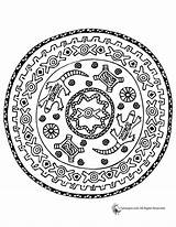 Mandala Southwestern Aztec Adults Azteca Precolombinas Coloringhome sketch template