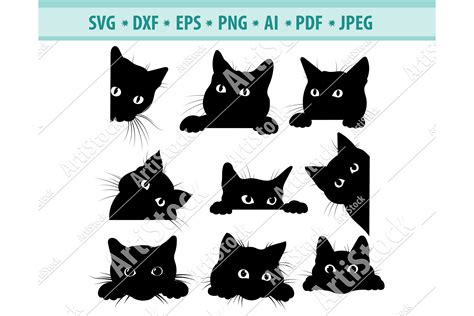 cat svg black cat svg peeking cats clipart dxf png eps  svgs design bundles