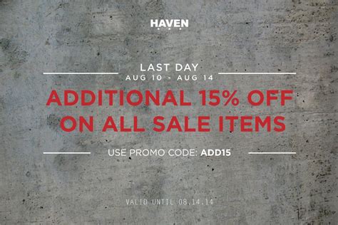 haven  day additional    sale items promocode add