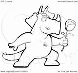 Triceratops Presenting Romantic Rose Single Clipart Cartoon Cory Thoman Outlined Coloring Vector Collc0121 Royalty sketch template
