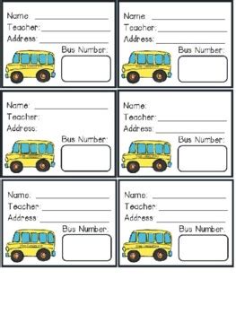 printable bus tags  students printable templates