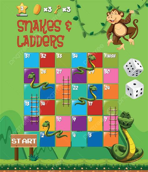 ular tangga papan permainan intelijen tantangan anak anak vektor