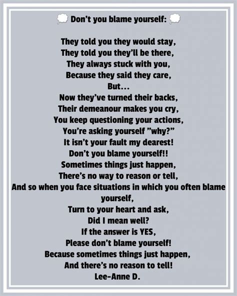 poem don t you blame yourself
