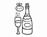 Coloring Champagne Glass Eve Year Years Coloringcrew sketch template