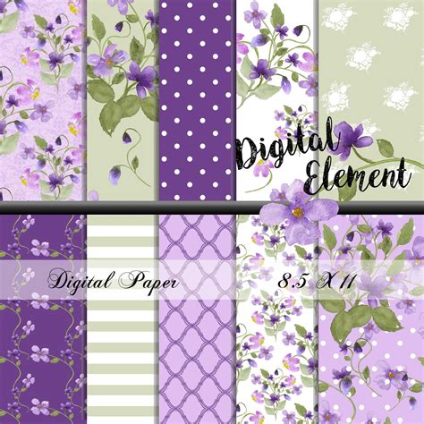 digital floral paper digital lilac floral scrapbook paper etsy