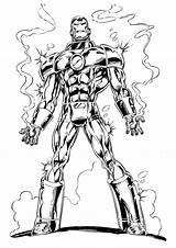 Man Iron Kids Coloring Printable Burning Hands Marvel Superhero Pages Colouring Standing sketch template
