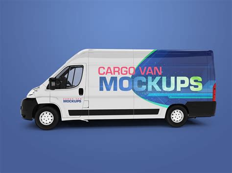 cargo express van vehicle branding mockup psd good mockups