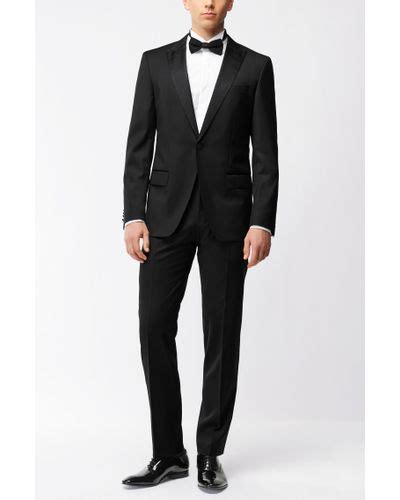 Boss Virgin Wool Tuxedo Slim Fit Housten Glorious In Black For Men