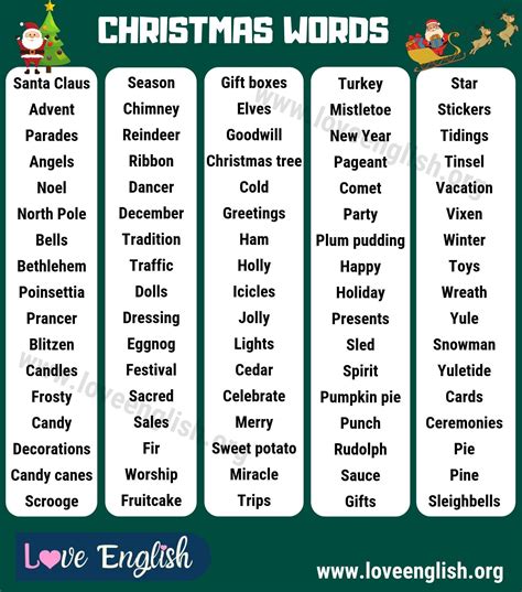 christmas words  list   words related  christmas love
