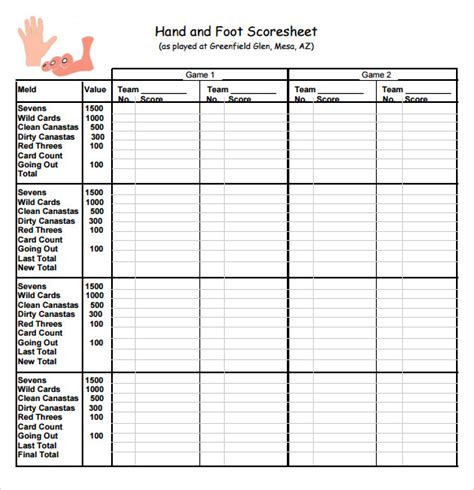 sample canasta score sheet templates