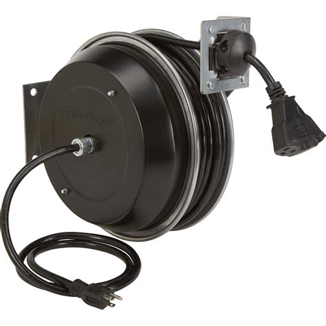 strongway retractable cord reel ft  triple tap northern