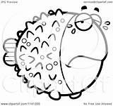 Blowfish Crying Clipart Cartoon Outlined Coloring Vector Cory Thoman Royalty sketch template