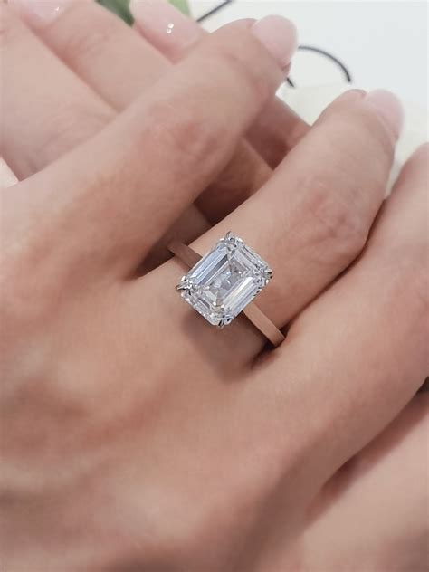 carat emerald cut lab created diamond engagement ring etsy