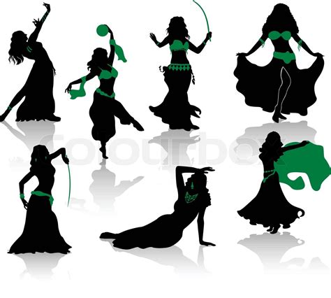Belly Dance Silhouettes Of Beauty Dancers Stock Vector Colourbox