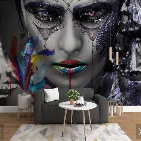 colorful sex girl face wallpaper wall mural papier peint mural 3d wall