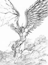 Angel Drawing Angels Tattoo Coloring Dark Sketch Pages Drawings Wings Demons Demon Male Fallen Designs Sketches Vs Devil Men Getdrawings sketch template