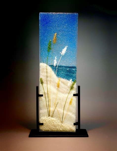 Cape Cod Sand Dunes Glass Frit Painting By Diane Quarles Fused