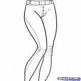 Jeans Drawing Skinny Draw Drawings Step Sketches Paintingvalley Denim Fashion Costume sketch template