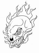 Skull Drawing Flaming Fire Coloring Pages Skulls Getdrawings sketch template