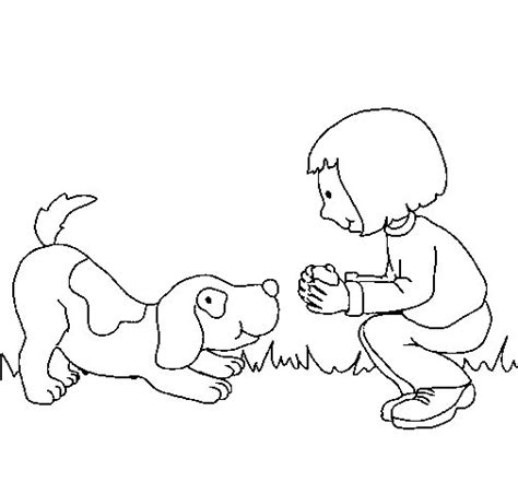 girl  dog playing coloring page coloringcrewcom