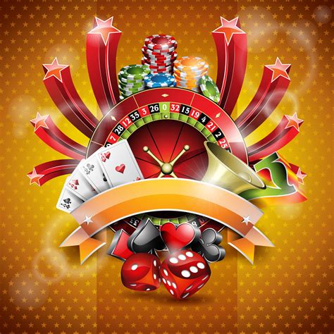 vector illustration   casino theme  roulette wheel  ribbon