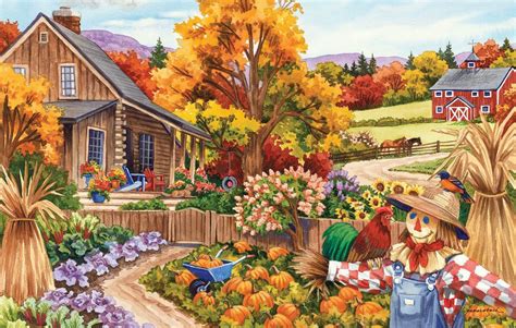livin   country pc jigsaw puzzle  sunsout autumn painting