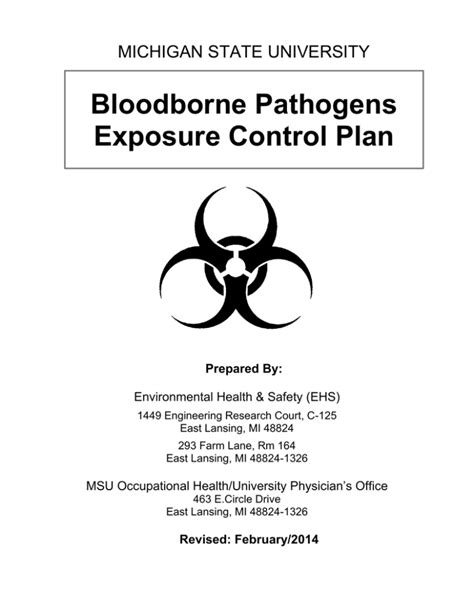 bloodborne pathogens exposure control plan michigan state university