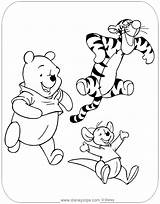 Pooh Coloring Friends Winnie Pages Roo Tigger Disneyclips Running sketch template