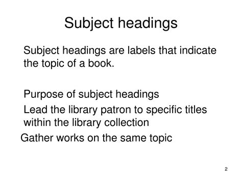 subject headings part  powerpoint    id