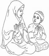 Ramadan Coloring Muslim Familyholiday sketch template