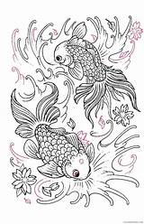 Goldfish Coloring4free Goldfishes Shy sketch template