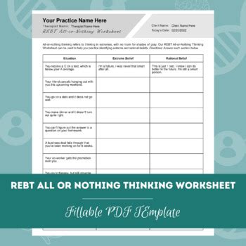rebt    thinking worksheet editable fillable  template