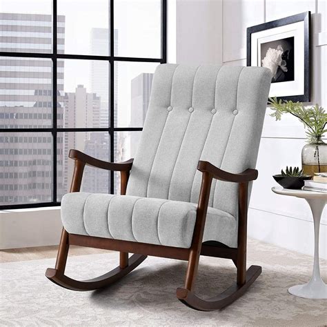 upholstered rocking chair  fabric padded seat comfortable rocker